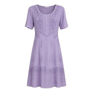 Holy Clothing Embroidered Renfair Boho Midi Dress Womens Size L Cottagecore